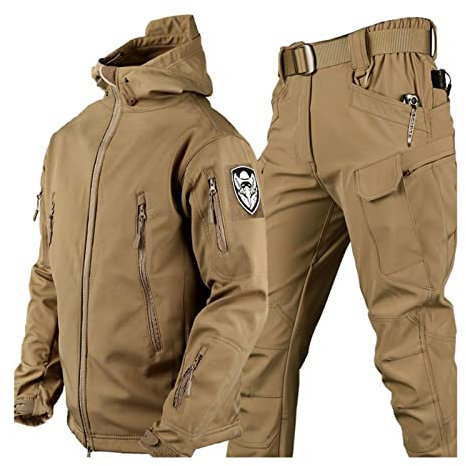 Hommes Tactique Uniformes Militaire Étanche Armée Combat Costume Ensembles Camouflage Softshell Veste Pantalon Chasse Vêtements,B,L