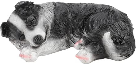 Zerodis Hundegarten-Statue, Kunstharz Welpen Statue wasserdichte Border Collie Tier Skulptur Gartendekoration für den Innen Außenbereich Garten Rasen Dekoration