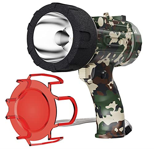 BUYSIGHT Rechargeable Spotlight Flashlight, Hand held Spotlight 2000 lumens Waterproof Flashlight Hunting Lamp with red Filter
