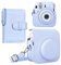 HIYQIN Étui pour Appareil Photo instantané Compatible avec Instax Mini 12, Sac en Cuir PU avec Poche, bandoulière réglable et Mini Album Photo 28 Poches (Bleu Pur)
