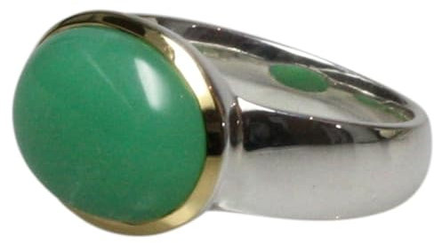 Edler 925er Silberring mit Chrysopras, Größe:57 (18.2 mm)