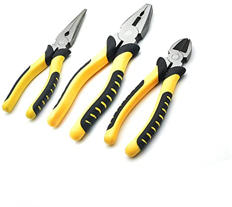 Set di 3 pinze resistenti - Pinze combinate da 20,3 cm, pinze da taglio diagonale da 15,2 cm, pinze a becco lungo 15,2 cm con manici morbidi