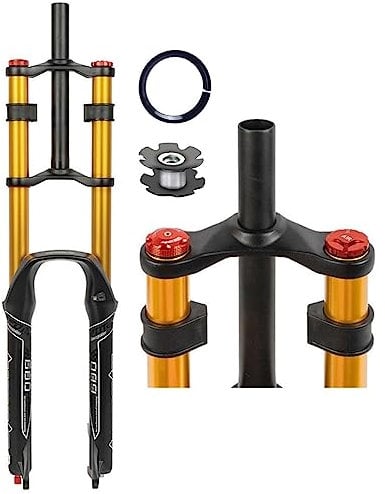 Mountain Bike Front Suspension Fork 26 27.5 29 Inch Disc Brake Air Down Hill Fork 1-1/8 Straight 1-1/2 Tapered Mtb Triple Tree Bike Fork Travel 135mm Quick Release 2440g ( Color : Gold , Size : 29