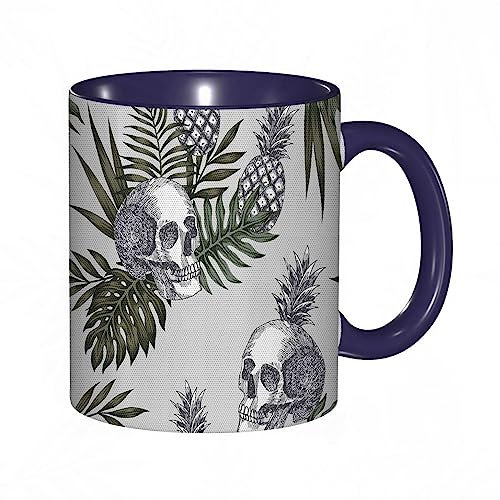Tasse Keramik Goth in tropischen Ananas verlässt modernen Dschungel Kaffeetassen Große 330ml Mit Henkel 100% Handbemalt Trinkgläser Mit Griff Personalisierte Geschenk