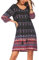 Zeagoo Women's Summer Boho Dresses 3/4 Sleeve V-Neck Floral Casual Ladies Beach Dress Black XXL