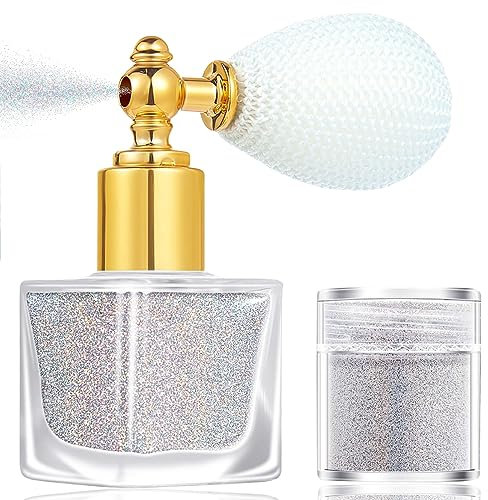 Body Glitter Spray, Luminous Powder Glitter Body Spray, Highlighter Loose Powder Spray Glitter Hairspray, Shimmer Sparkle Powder Makeup Spray for Body, Hair, Hairspray, Face, Clothing, Cosmetic