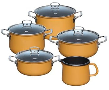 RIESS Email Kochtöpfe, Familien Topfset 5-tlg ORANGE 0584-113