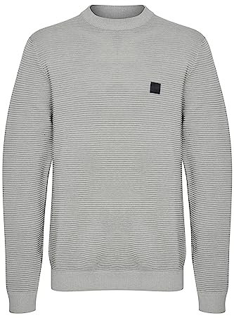 !Solid SDValencia Pullover Herren Strickpullover Feinstrick Pullover mit Rundhalsausschnitt und Struktur Strick, Größe:3XL, Farbe:Light Grey Melange (1541011)