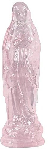 KYEYGWO Rosenquarz Kristall Jungfrau Maria Statue, Katholische Religiöse Mutter Gottes Maria Stein Skulptur für Haus Decor, Heilstiein Heilige Madonna Figur für Prayerful Inspiration und Sammlung