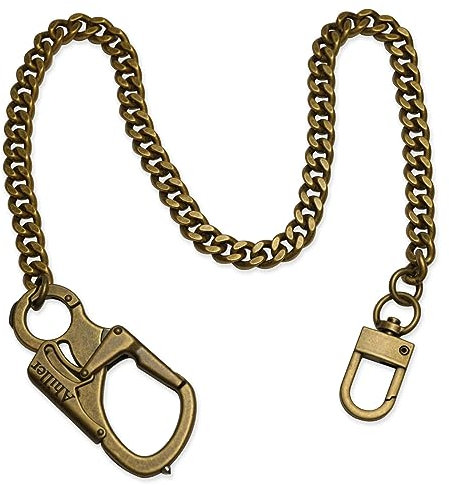 Ahiller Wallet Chain for Men, Lockable Carabiner with Tungsten Steel Taper, Heavy Duty Chain for Key Pocket Belt Jean (DK-Copper)