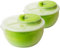Salatschleuder mit Deckel Salat Trockner 2er Set Ã˜25 cm, Höhe 13 cm, 4 Liter Fassungsvermögen, mit Ausguss, Spülmaschinengeeignet Robustes PP Material, Grün/Transparent, Premium EU-Qualität