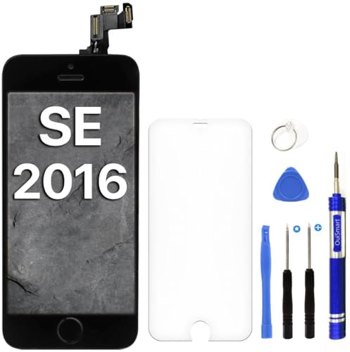 OuiSmart® ECRAN LCD pour IPHONE SE 2016 Noir Retina + VITRE Tactile Complet sur Chassis + Outils + Verre