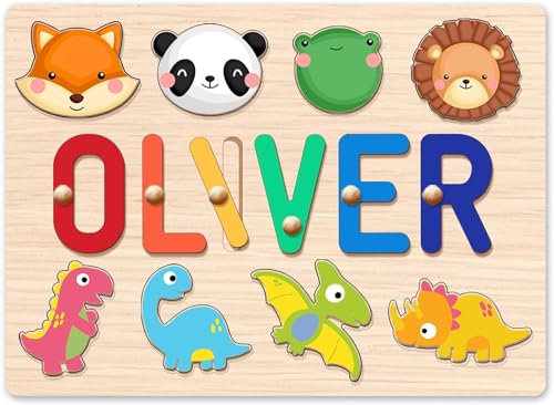Name Puzzle for Christmas Kids Personalized, Custom Baby Gifts, 1st Birthday Gifts, Wooden Puzzles for Toddlers, Early Learning Toys for Baby Boy or Baby Girl