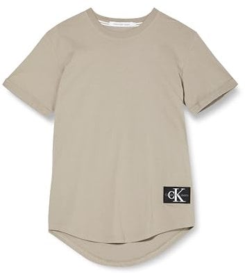 Calvin Klein Herren Badge Turn Up Sleeve J30j323482 Kurzarm Strickoberteile, Grau (Elephant Skin), M