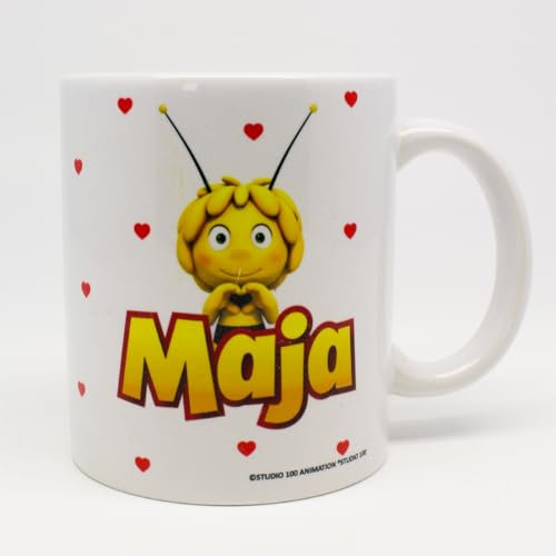 MAJA (C03) - Keramik Becher mit Henkel in Geschenkbox. Hochwertiger Aufdruck. Offiziell Lizenzierte Tasse. Frühstücksbecher/Praktisches Geschenk. Becher für alle Biene Maja Fans.