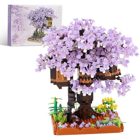RSDHFLY Sakura Bonsai Bausatz,Micro Mini Bausteine von Sakura Bonsai Baum Kit, 2008pcs Mini Ziegel Sakura Baum Haus, gutes Geschenk für Sie