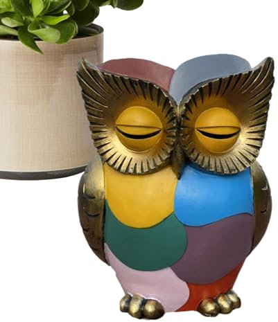 itrimaka Eulen-Pflanztopf, Eulen-Figuren, Heimdekoration,Handgezeichneter Harztopf in Eulenform - Dekorative Tisch-Kunstdekoration, kreative, farbenfrohe Heimdekoration, Ornamente für Esszimmer,