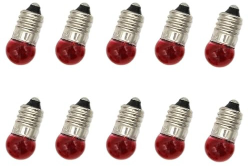 ShuoHui Rot Kugellampe E10 2.5V 0.3A Glühlampe Glühbirne Miniatur Schraubfuß Miniaturschraubensockel 11mm Ø E 10 (10)