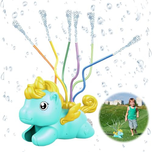 Wassersprinkler Kinder,Wasserspiel Garte Rasensprenger Kinder,Outdoor Wasserspielzeug,Outdoor Garten Wasserspielzeug für Mädchen Jungen- Einhorn