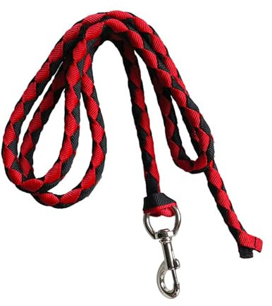 harayaa Führstrick für Pferde, Geflochtenes Pferdeseil, Kann An Halfter Oder Geschirr Befestigt Werden, Führstrick für Pferde mit Karabinerhaken, Führstrick F, Rot 2.5 Meter