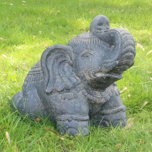 Oriental Galerie Steinfigur Elefant Elefantenfigur Garten Stein Figur Gartendeko Deko Steindeko Massiv 35 cm