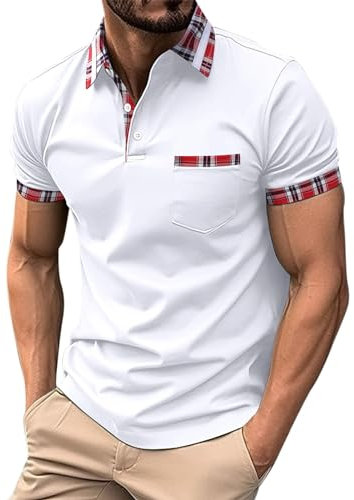 Herren Poloshirt Kurzarm Atmungsaktives Golf Polo Shirt mit Tasche Männer Sommer Polohemd Knopfleiste Shirts Casual Sport Basic Regular Fit T-Shirt
