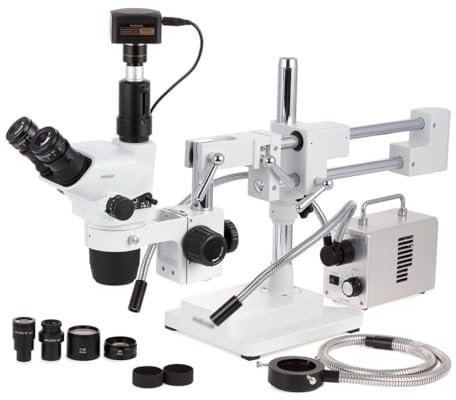 ZHCHAO 2X-225X Trinocular Boom Stand Stereo Zoom Microscope With 9MP 2.0 Camera And 50W Led Fiber Optic