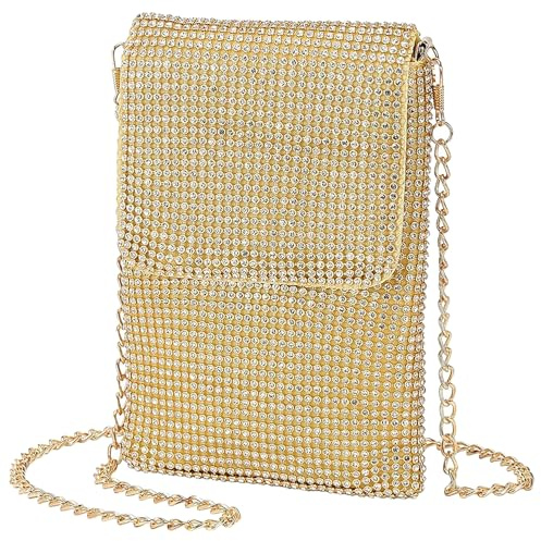 KDUPUP Sac à main en strass pour téléphone portable, portefeuille, pochette en cristal, sac à main de soirée, sac à bandoulière pour smartphone
