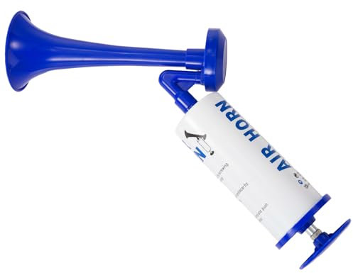Handgehaltene Luftdruck-Hupe, Lärmmacher für Sportveranstaltungen, Boote, Sicherheitssignale und Partys, Aluminiumgehäuse und Luftpumpe (Blau) (Blau)