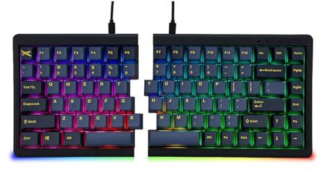 BAROCCOMiSTEL MD770 RGB BT5.0 Clavier mécanique ergonomique TKL bleu glacé, disposition divisée à 75 %, clavier Cherry MX, touches DoubleShot PBT, compatible Mac/Windows OS (Cherry Silent Red)