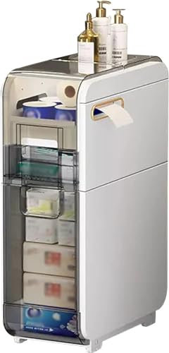 Unité de rangement verticale avec tiroirs et roulettes transparents – Armoire de salle de bain – Armoire de salle de bain fine et haute en plastique pour papier toilette (taille : 2 niveaux)