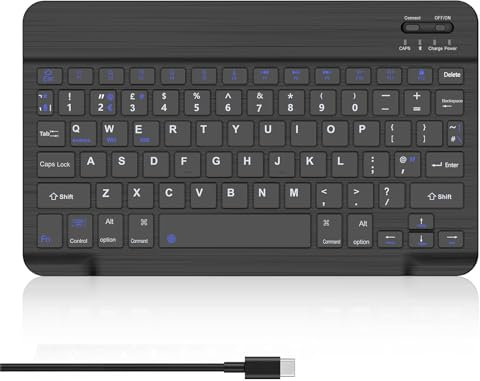 SENGBIRCH Wireless Bluetooth Keyboard - UK layout Keyboard for iOS iPad, iPad Pro, iPad Air, Mac, Android Tablet Samsung Galaxy, Xiaomi Pad 5, Huawei, Lenovo, Black