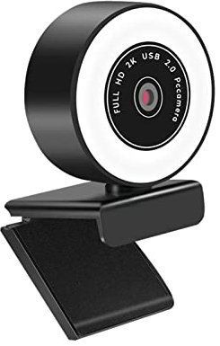 Webcam webcam 1080P 60FPS autofocus fotocamera per PC con anello microfono luce copertura per webcam computer portatile Web cam OBS streaming video per videogiochi registrazione videochiamate (colore