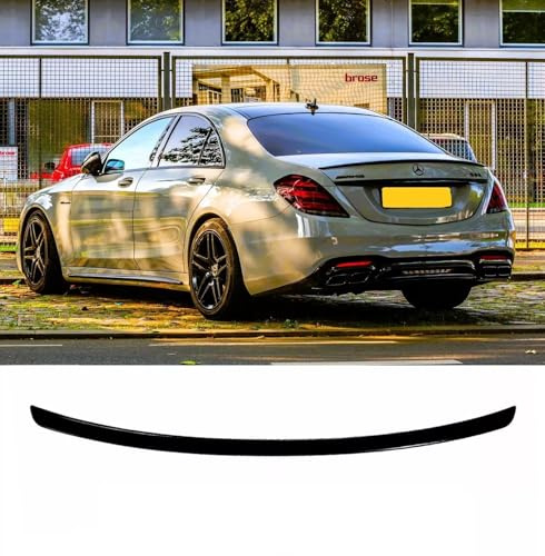 For Auto Perfectionists UK Rear Trunk Lip Boot Spoiler Compatible With Mercedes S Class W222 2013-2020 ABS Gloss Black