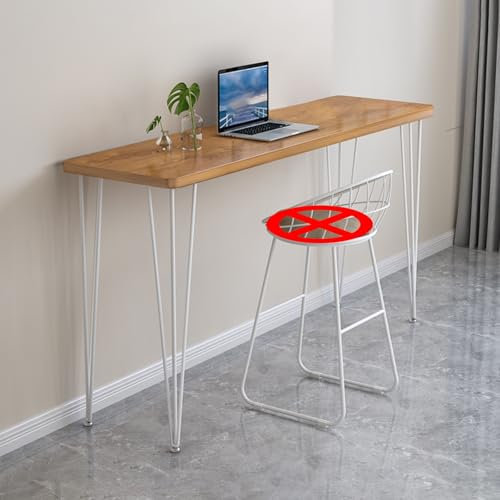 Schmaler langer Hochtisch Theke Einfacher Massivholz Bartisch Rechteckig Barhöhe Tisch Barhöhe Tisch Kreativer Live Edge Esstisch Geräumige Tischplatte für Küche Esszimmer Couchtisch Keine Hocker