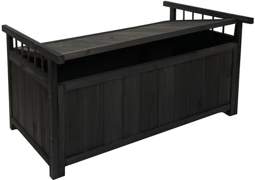 Mendler Aufbewahrungstruhe HWC-O13, Gartentruhe Auflagenbox Truhe, Tanne Holz FSC® 53x108x60cm - anthrazit