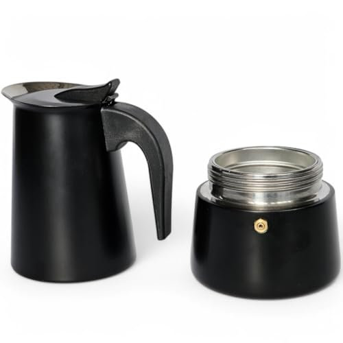 Royal Swiss Cafetière Italienne 6 Tasses, Noir, percolateur, Sécuritaire et Efficace. Compatible tout feu dont induction.