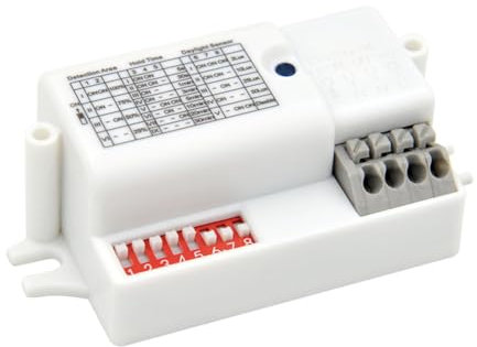 Merrytek MC090SE Détecteur de mouvement à micro-ondes 220-240 V AC – Interrupteur marche/arrêt pour lampes LED, plafonniers, éclairage intérieur, détecteur de radar, haute sensibilité, contrôle