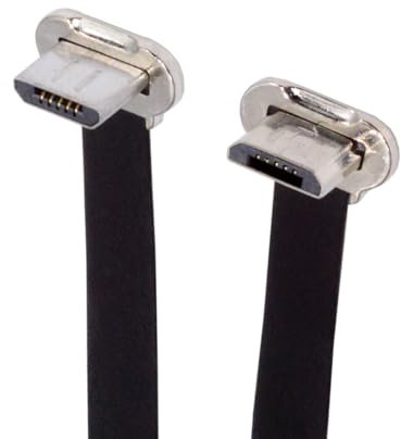 CY Câble de charge de données plat ultra-fin Micro USB 2.0 mâle vers Micro USB mâle 5 broches 16 cm connecteur coudé à 90 degrés