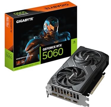 GIGABYTE GeForce RTX 5060 WINDFORCE MAX OC 8G Graphics Card 8GB 128bit GDDR7 PCIe 5.0 WINDFORCE Cooling System GV-N5060WF2MAX OC-8GD Video Card