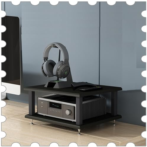 Mensola per Console di Gioco a 2 Livelli e Supporto per Lettore Dvd - Supporto multimediale con Finitura in Noce per Xbox, PS5, Blu-Ray e Altro - Elegante Soluzione di archiviazione per Cent