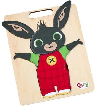 Rainbow Designs Bing Wooden Shape Puzzle - Chunky Toddler Puzzles with Bold Character Artwork for Hand-Eye Coordination, Shape Recognition & Problem Solving - Educational Wooden Puzzles
