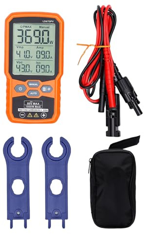 Spacnana Solarpanel-Tester, 1000 W MPPT-Messgerät, 80 V, 35 A, Photovoltaik-Panel-Multimeter mit Hintergrundbeleuchtetem LCD, für Leistungstests bei der Diagnose von PV-Modulen