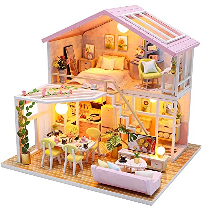 DIY Book Nook Kit Maison Miniature 3D Bois à Monter | Kit Construction Diorama Maison Poupée – Petite Maison Décoration – Cadeau Anniversaire ou Noël