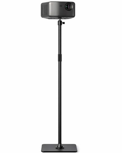 MODEGAO Stable Projector Floor Stand with Patented Base, 7KG Heavy Duty, No Wobble, 915–1215mm Adjustable Height, Cable Management, Universal 1/4-20 Mount for Bedroom, Living Room & Office