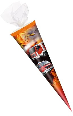 Livepac-Office Schultüte/Zuckertüte / 35cm / rund/Tüllverschluss/Feuerwehr