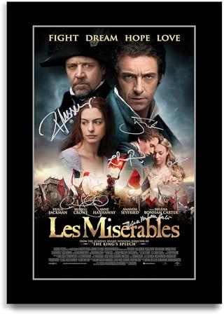 HWC Trading Les Misérables Geschenke Geduckter Poster Signiertes Autogramm Foto für Fans von Film Memorabilien (ID-003382) - A4 Nur Druck