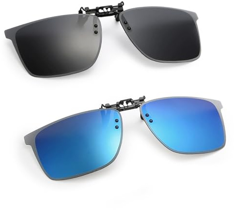 Eulihent 2 Stück Sonnenbrillen Clip für Brille, Clip on Sonnenbrille zum Aufstecken UV400 Polarisiert Sonnenbrillen Aufsatz Brillen 180° Flip Up Sonnenbrillenaufsatz für Brillen