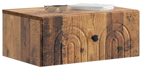 vidaXL Wandmontierter Nachttisch Altholz 49 x 34,5 x 20 cm, Wohnzimmer Aufbewahrung, Vintage Stil Schrank, Wandmontage, praktische Lösungen, platzsparendes Möbel