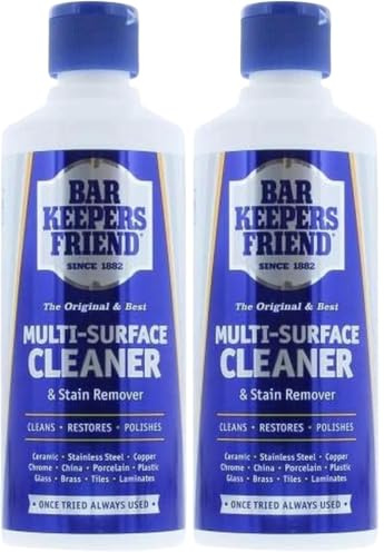 Bar Keepers Friend Original Stain Remover Powder 250g - Cleans, restores and polishes - Shifts limescale and soap scum - Suitable for a wide range of surfaces (Pack of 2)